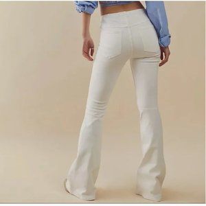 Free People Penny Pull-On Flare Jeans in Pearl White